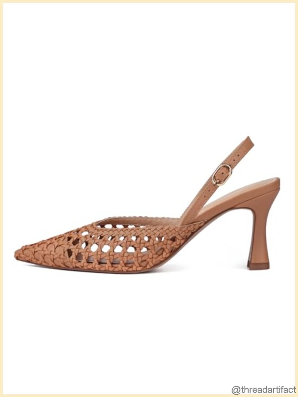Woven Slingback Heels Pointed Toe Pumps 3.5in Raffia Synthetic